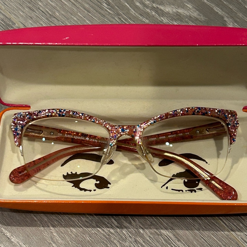 Kate Spade Lyssa OW55 Pink Glitter Eye glasses.